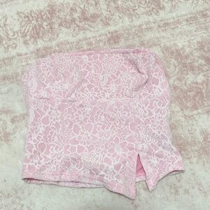 Pink Lace Strapless Tube Top